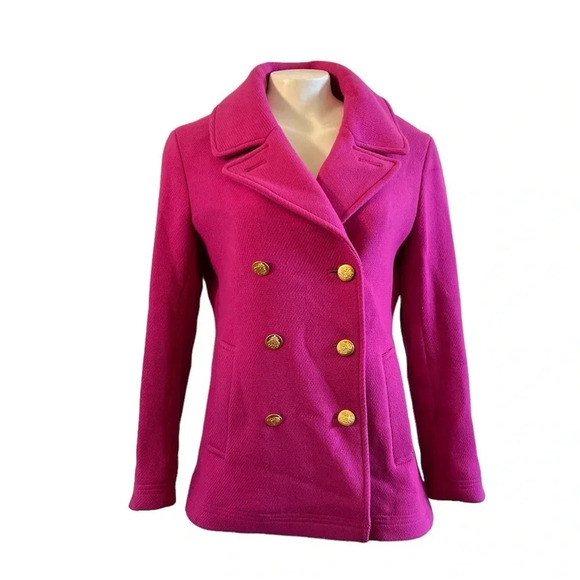 J.Crew Stadium Cloth Majesty Bright Fuchsia Hot Pink
Wool Peacoat Size 6P - Picture 1 of 13